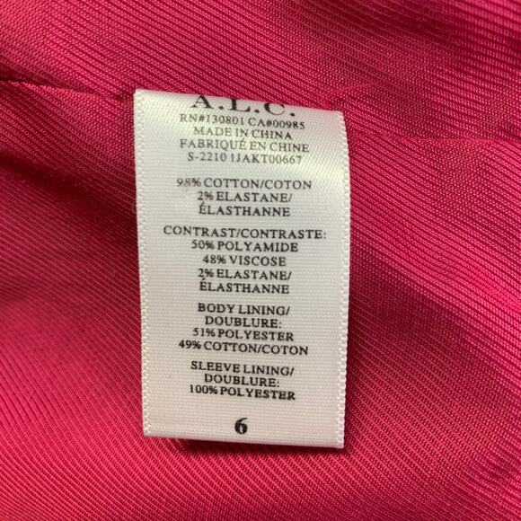 A.L.C. Size 6 Raspberry Red Velvet Peak Lapel Double Breasted Pantsuit - Picture 10 of 14